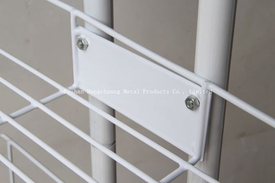Estante de exhibición de encargo del metal de la patata frita con la cesta de cuatro cables blanca