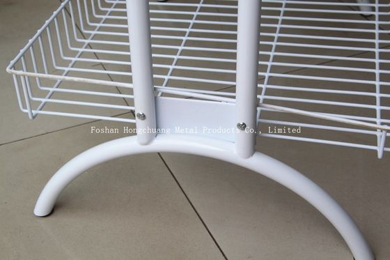 Estante de exhibición de encargo del metal de la patata frita con la cesta de cuatro cables blanca
