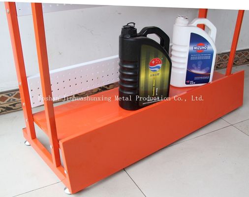 Soporte de exhibición del aceite del metal de la aprobación del TUV de 3 gradas para el aceite lubricante por piso