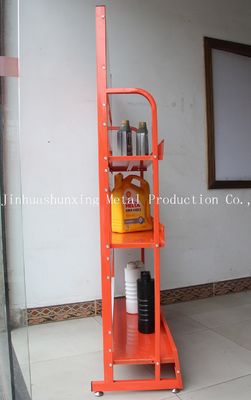 Soporte de exhibición del aceite del metal de la aprobación del TUV de 3 gradas para el aceite lubricante por piso