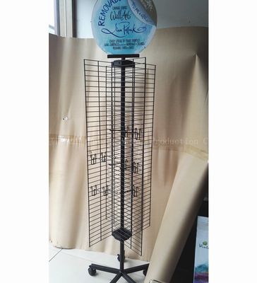 Cuatro estante de exhibición giratorio echado a un lado de W500mm H1800mm, estante de exhibición de los accesorios del teléfono móvil con el gancho