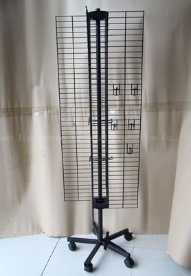 Cuatro estante de exhibición giratorio echado a un lado de W500mm H1800mm, estante de exhibición de los accesorios del teléfono móvil con el gancho