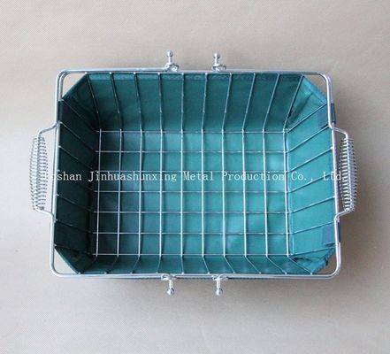 Cesta de alambre del color verde W215mm L285mm para el cuarto de baño, Kicthen con las manijas, base, bolso del paño