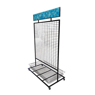 Venta al por menor multifuncional Mesh Wire Hanging Display Rack del supermercado con las carteleras del PVC