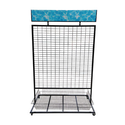 Venta al por menor multifuncional Mesh Wire Hanging Display Rack del supermercado con las carteleras del PVC