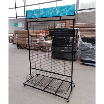 Venta al por menor multifuncional Mesh Wire Hanging Display Rack del supermercado con las carteleras del PVC