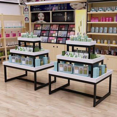 Escritorio de tres pisos de la promoción del supermercado maternal y cosméticos de la tienda del niño que apilan el gabinete de exhibición