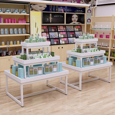 Escritorio de tres pisos de la promoción del supermercado maternal y cosméticos de la tienda del niño que apilan el gabinete de exhibición