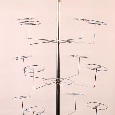 Estante de sombrero giratorio del sombrero de HongChuang 5-Tier 20, estante del piso del metal para los casquillos con el anuncio