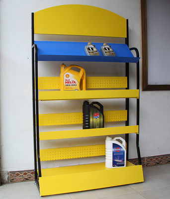 Estantes libres del color 4 del metal amarillo de la grada para la tienda de los accesorios del coche