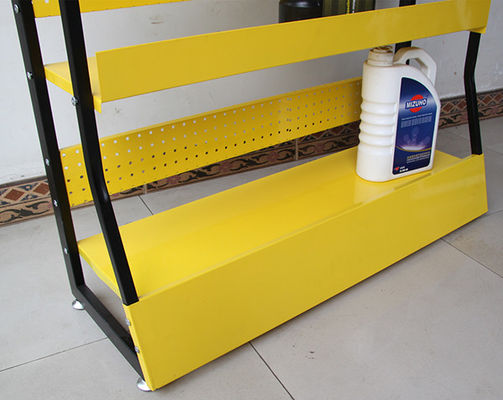 Estantes libres del color 4 del metal amarillo de la grada para la tienda de los accesorios del coche