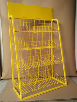 La exhibición amarilla del supermercado del metal del color atormenta la situación del piso