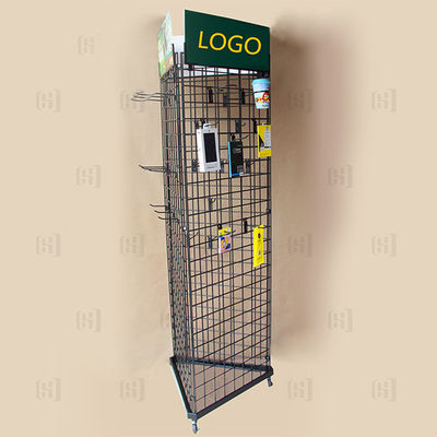 3 estantes de exhibición echados a un lado del supermercado de la rejilla del alambre del triángulo con Logo And Casters