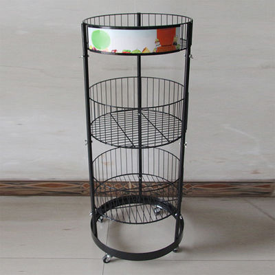 Altura negra del cilindro 497m m Dia Grocery Display Rack 1080m m del metal