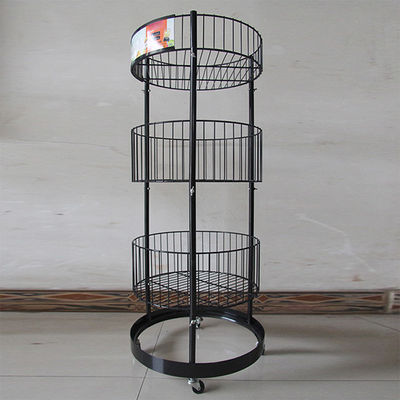 Altura negra del cilindro 497m m Dia Grocery Display Rack 1080m m del metal
