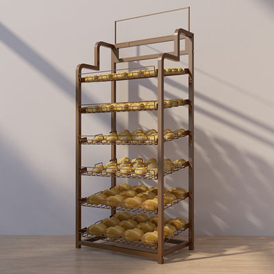 Modificado para requisitos particulares coloree los estantes de exhibición de varias filas del supermercado para la torta de la galleta del pan