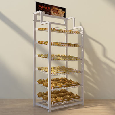 Modificado para requisitos particulares coloree los estantes de exhibición de varias filas del supermercado para la torta de la galleta del pan