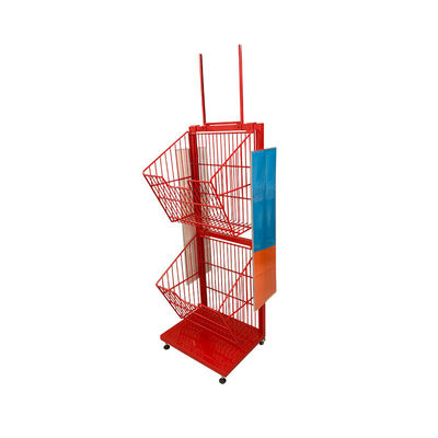 Estantes de exhibición del supermercado de la longitud de Mesh Wire Red Color 400m m para el caramelo de las galletas