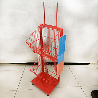 Estantes de exhibición del supermercado de la longitud de Mesh Wire Red Color 400m m para el caramelo de las galletas