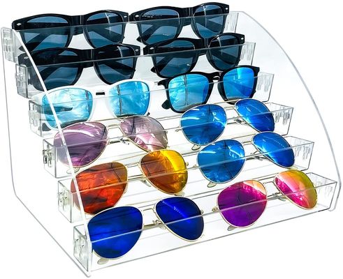 Las gafas de sol tableros del tenedor exhiben para colocar la bandeja clara del almacenamiento de las gafas 6 capas