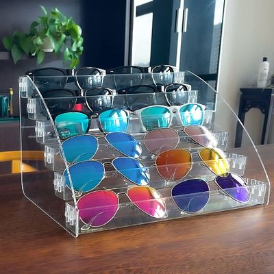 Las gafas de sol tableros del tenedor exhiben para colocar la bandeja clara del almacenamiento de las gafas 6 capas