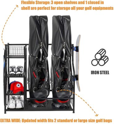 Organizador Rack For Supermarket del garaje de la bolsa de golf del color 2 del negro del OEM