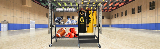 Organizador rodante With Baskets del almacenamiento del equipo de deportes del estante de la bola del garaje del metal