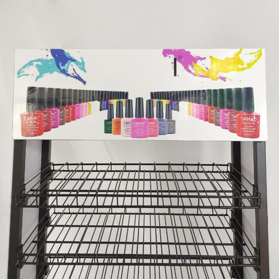 Soporte del piso de la exhibición del esmalte de uñas para los estantes del almacenamiento de las gradas de la tienda 12