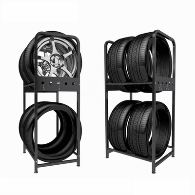 Dos gradas cansan el amontonamiento del soporte del neumático de coche de la motocicleta del camión de la tienda del estante con las ruedas