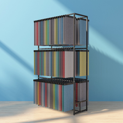 Estante de exhibición de encargo de la tela de las gradas de Rack Black Three del organizador de la ropa de la capa