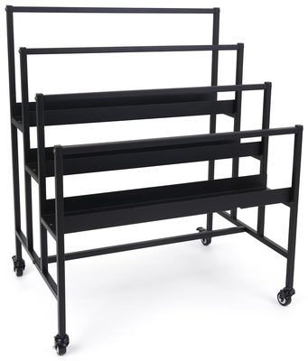 Estante de librería móvil negro de Art Display Stand 3-Tiered, estante de exhibición para el precio de la tienda